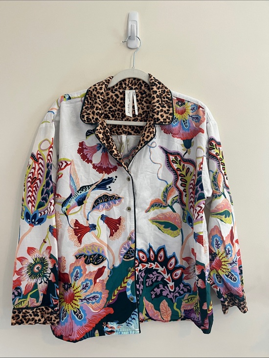 Anthropologie Jackets & Blazers - Sarah Gordon Anthropologie Floral Flannel Buttondown Pajama Top S Funky colorful